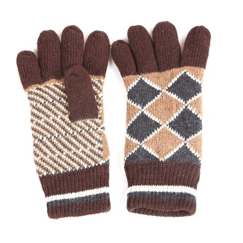 2016冬季新款防寒针织五指手套 户外骑行保暖提花加厚手套 男